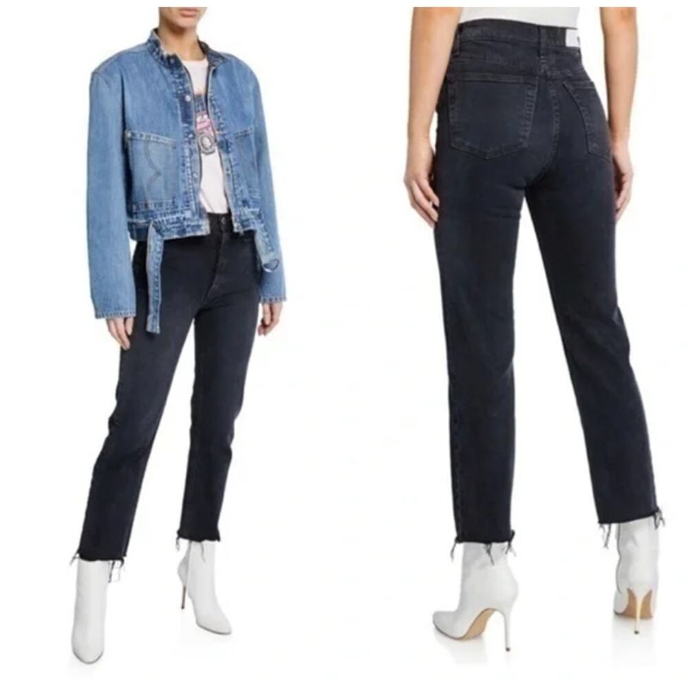 Re/Done Black Washed Raw Hem Denim - Sz 27 - EUC